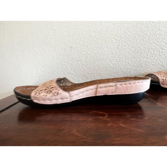 Soft Comfort Slide Sandals Womens 7.5 Pink Leather Memory Foam - Picture 9 of 13